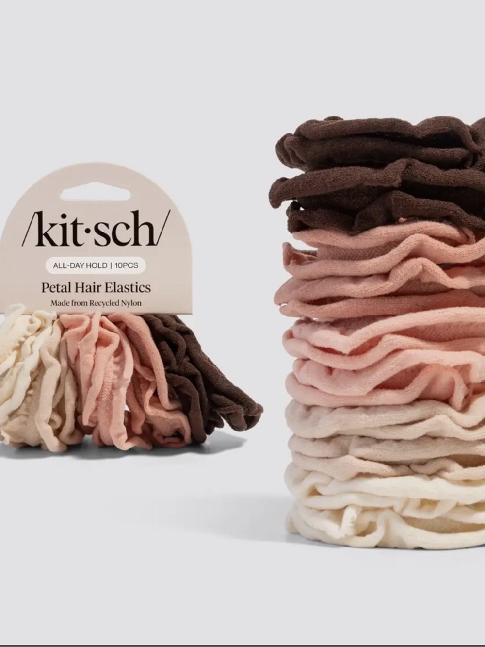 Kitsch Petal Hair Elastics - Cream, Blush, Taupe & Brown Mix - Picture 2 of 4